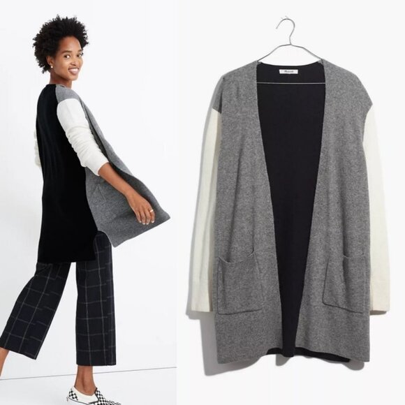 Madewell Colour Block Alpaca Wool Cardigan Knit Sweater Style AF533 Coziest Yarn - Picture 2 of 11